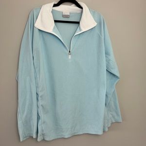 Columbia Light Blue and White Quarter Zip Fleece Long Sleeve